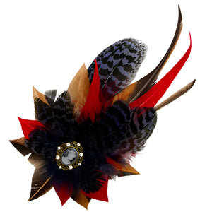 Red, Navy & Natural Magnetic Feather Trim