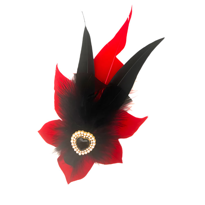 Red & Black Magnetic Feather Trim