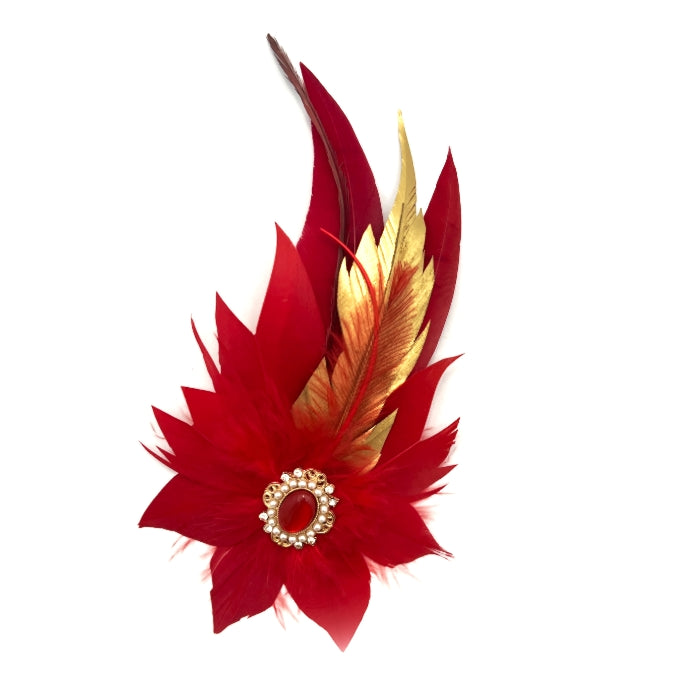 Red & Gold Magnetic Feather Trim
