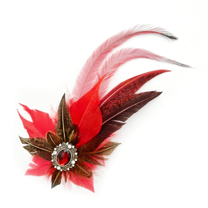 Red & Natural Magnetic Feather Trim