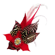 Load image into Gallery viewer, Red &amp; Natural Magnetic Feather Trim

