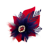 Load image into Gallery viewer, Red &amp; Navy Magnetic Feather Trim 2
