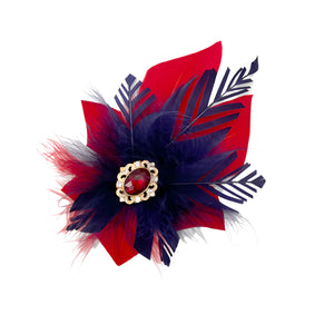 Red & Navy Magnetic Feather Trim 2