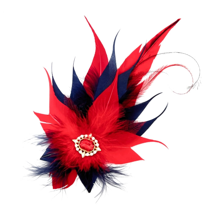 Red & Navy Magnetic Feather Trim 2