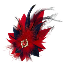 Load image into Gallery viewer, Red &amp; Navy Magnetic Feather Trim 3
