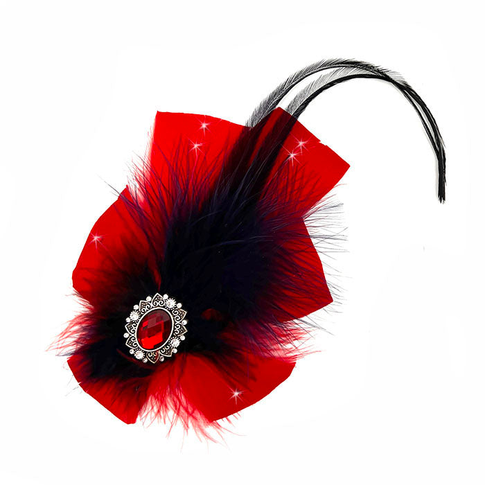 Red & Navy Magnetic Feather Trim