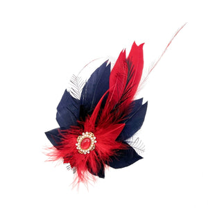 Navy & Red Magnetic Feather Trim
