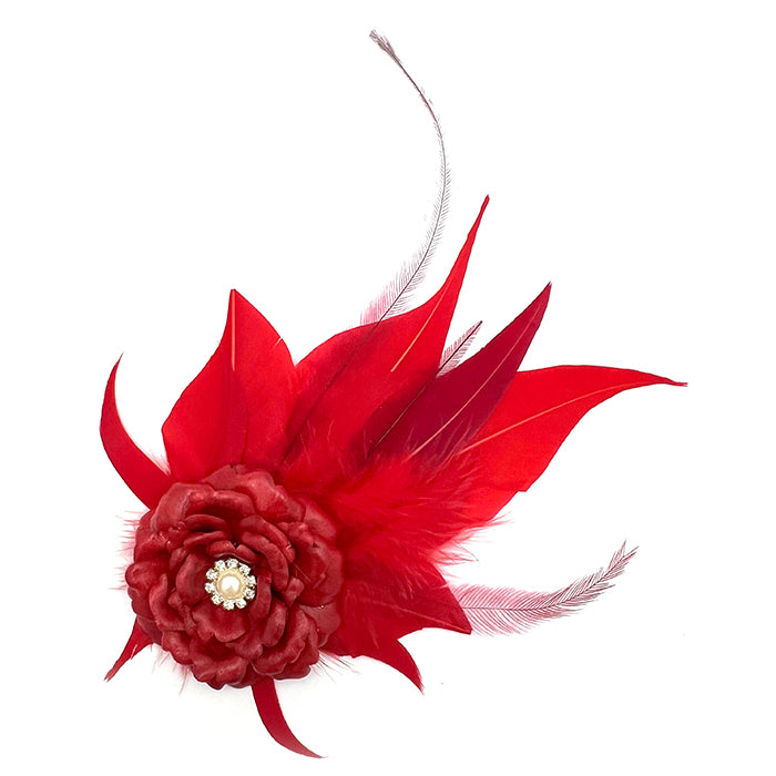 Red Leather Flower & Feather Magnetic Trim