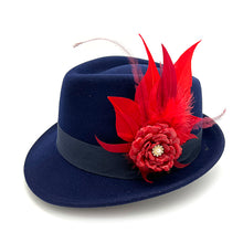 Load image into Gallery viewer, Red Leather Flower &amp; Feather Magnetic Trim
