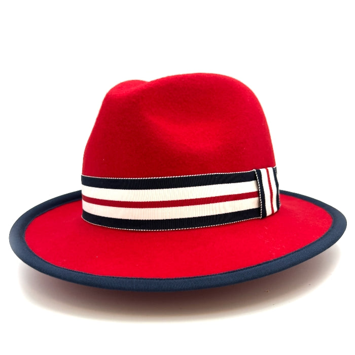 Red Fedora with Stripe Band