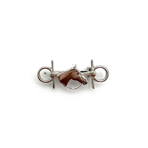 Silver Snaffle & Horsehead Brooch