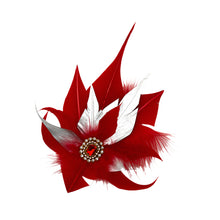 Load image into Gallery viewer, Small Red &amp; Silver Magnetic Feather Trim
