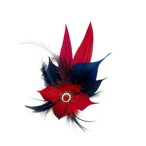 Small Navy & Red Magnetic Feather Trim