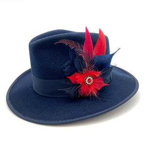 Small Navy & Red Magnetic Feather Trim