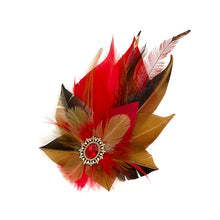 Load image into Gallery viewer, Small Red &amp; Natural Magnetic Feather Trim
