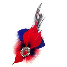 Load image into Gallery viewer, Small Red &amp; Navy Magnetic Feather Trim
