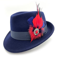 Load image into Gallery viewer, Small Red &amp; Navy Magnetic Feather Trim
