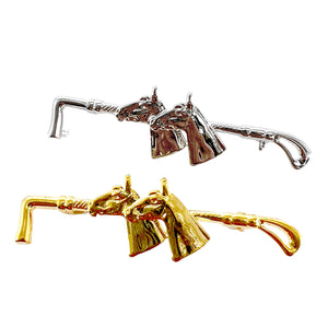 Whip with 2 Horse Heads Stock Pin