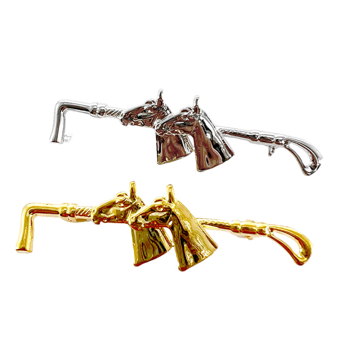Whip with 2 Horse Heads Stock Pin