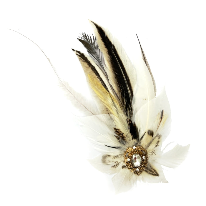 White & Beige Magnetic Feather Trim