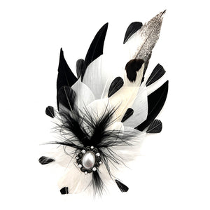 White & Black Dot Magnetic Feather Trim