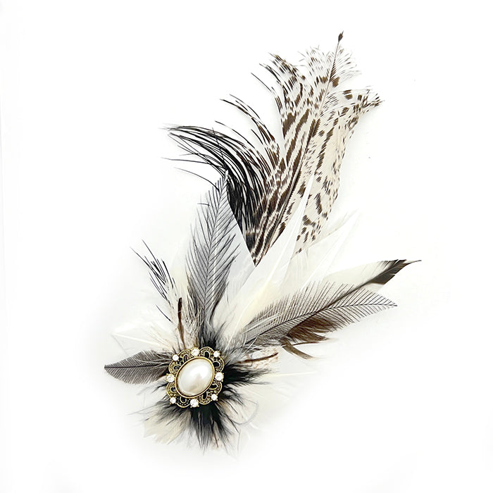 White & Black Magnetic Feather Trim