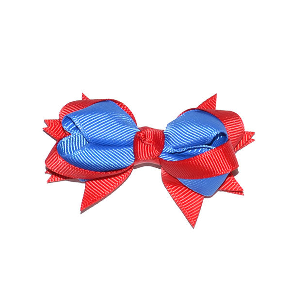 Extra Petite grossgrain  Red & Royal Hair Bow