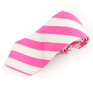 Pink & White Broad Stripe Tie