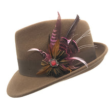 Load image into Gallery viewer, Brown Wool Felt Trilby Brown Band
