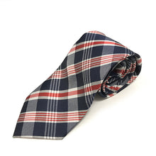 Load image into Gallery viewer, Navy, Red &amp; White Plaid Tie
