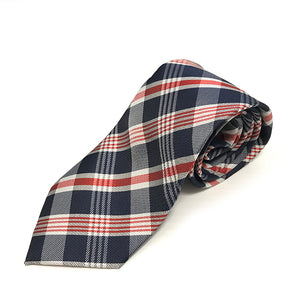 Navy, Red & White Plaid Tie
