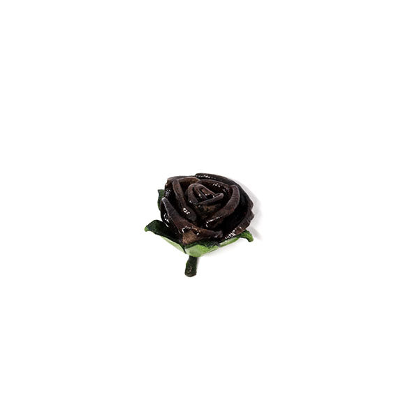 Dark Brown Leather Rosebud lapel pin
