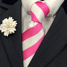 Load image into Gallery viewer, Pink &amp; White Broad Stripe Tie
