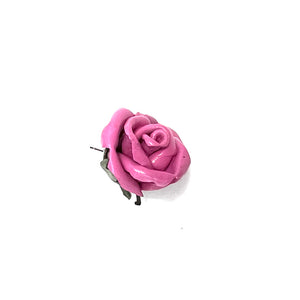 Lolly Pink Leather Rosebud Lapel