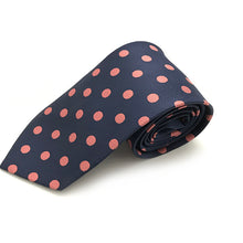Load image into Gallery viewer, Navy &amp; Pink Large Spot Tie

