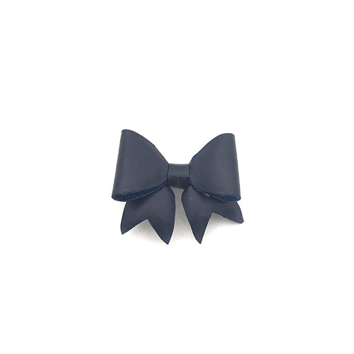 Navy Leather Bow Lapel