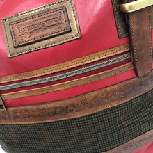 Load image into Gallery viewer, Red Leather &amp; Tweed Tote Bag
