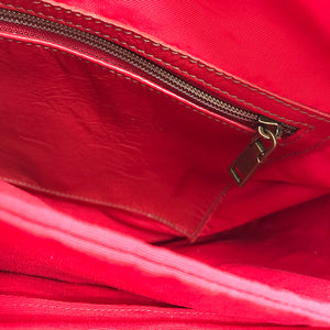 Red Leather & Tweed Tote Bag