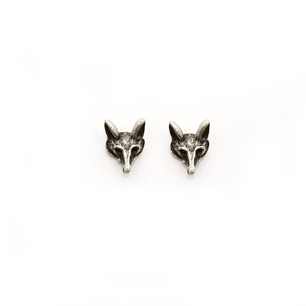 Retro Silver Fox Mask Earrings