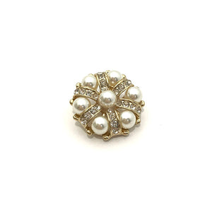 Round Pearl & Crystal Pin