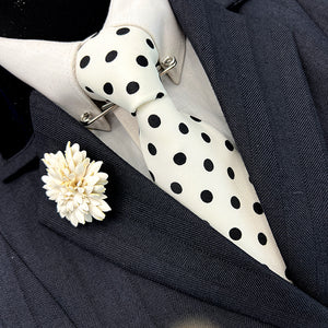 White & Black Spot Tie