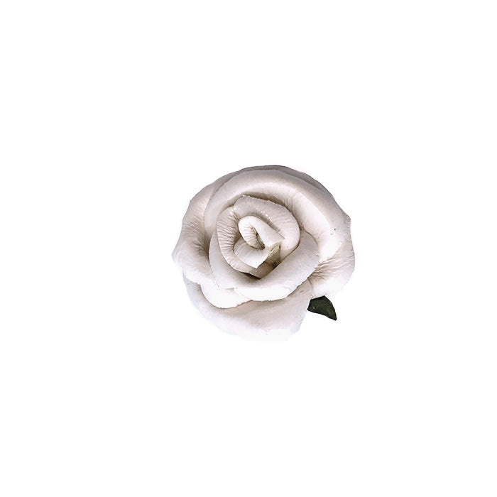 White leather Rosebud Lapel